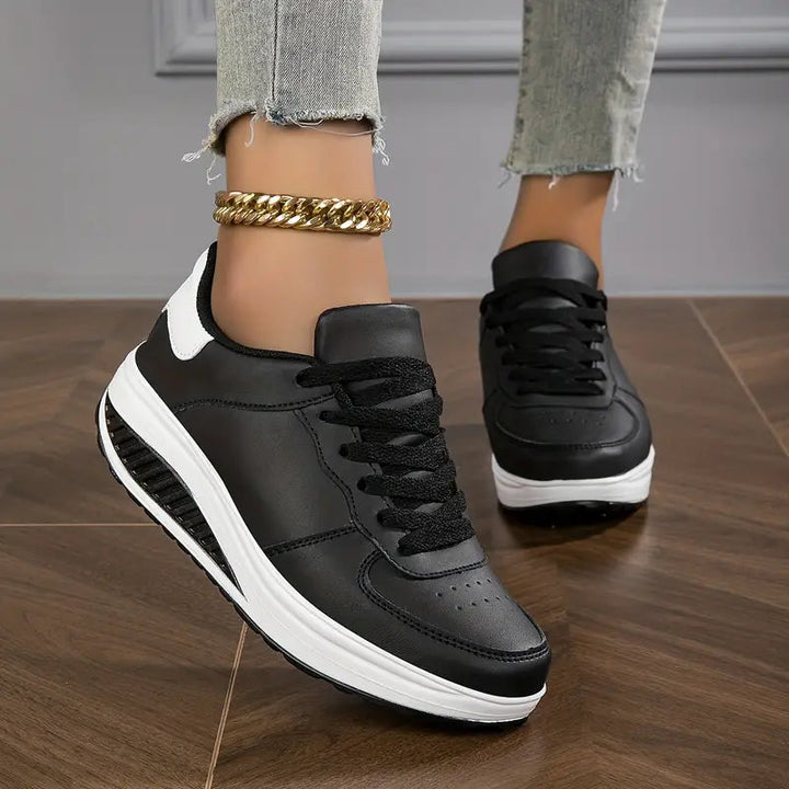 Women’s Trainers | PU Leather Platform Sneakers | Casual Shoes