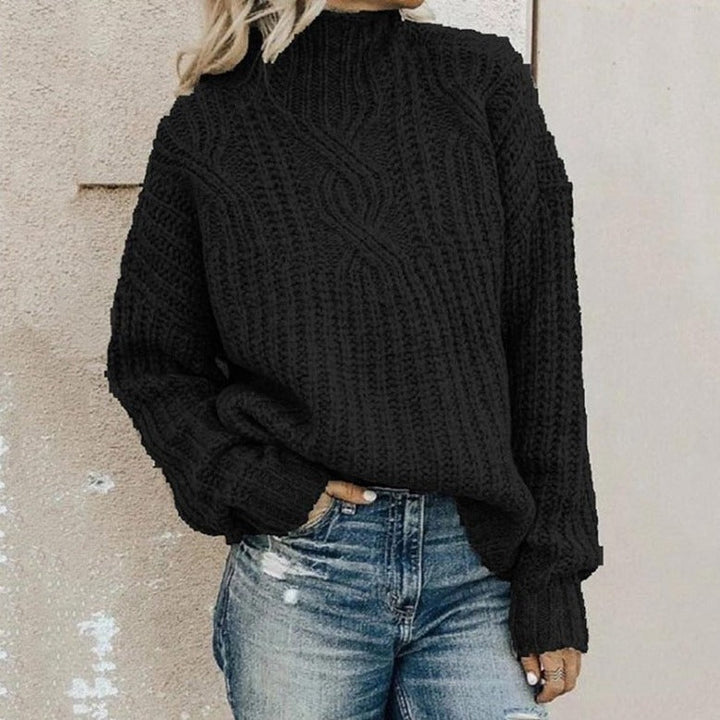 Women's Jumper | Turtleneck with Twisted Knit | Warm & Elegant | Polyester-Cotton