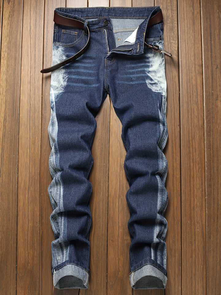 Men’s Jeans | Vertical Tie-Dye Design | Straight Fit | Modern Barrel Style