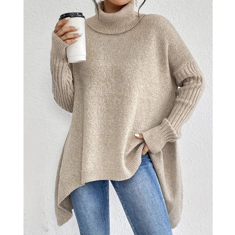 Women’s Jumper | Oversized Turtleneck Sweater | Batwing Sleeve Top
