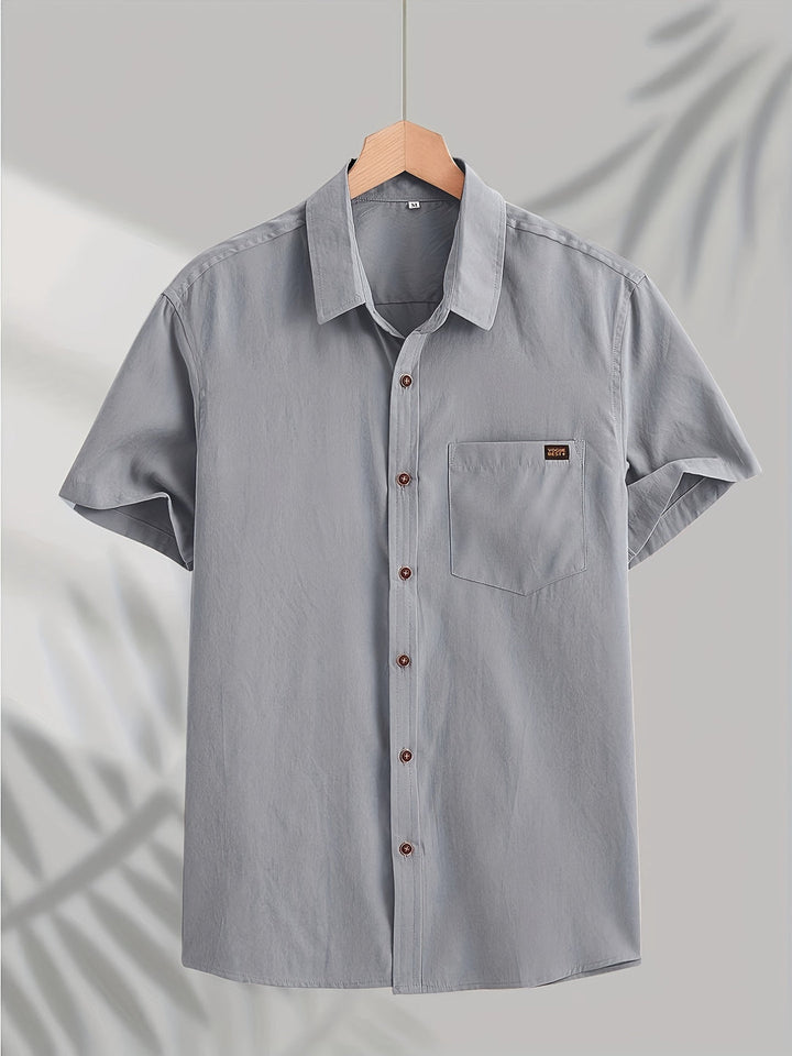 Men's Shirt | Solid Design | Short Sleeves & Button Closure | Polyester