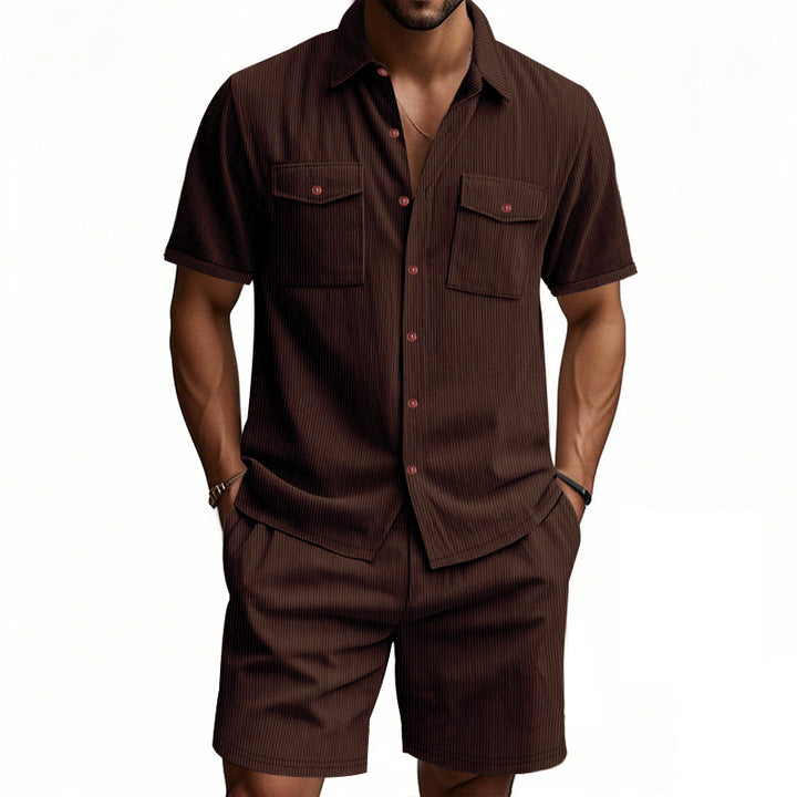 Men's Summer Set | Plain Colour Shirt & Shorts | Stylish & Breathable
