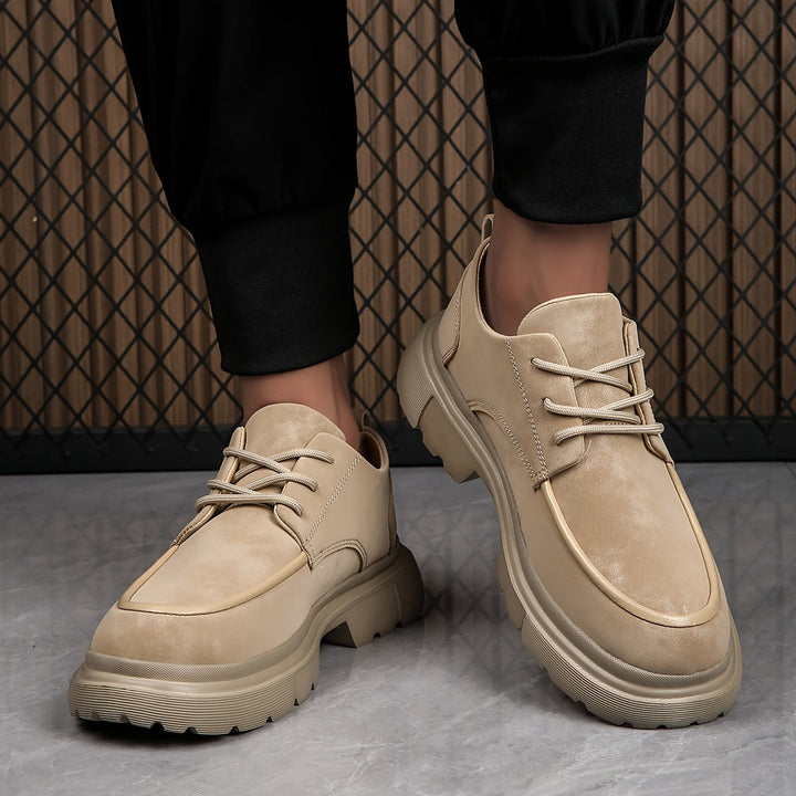 Men’s Shoes | Thick Sole & Lace-Up | Non-Slip & Trendy Business Style | PU & EVA