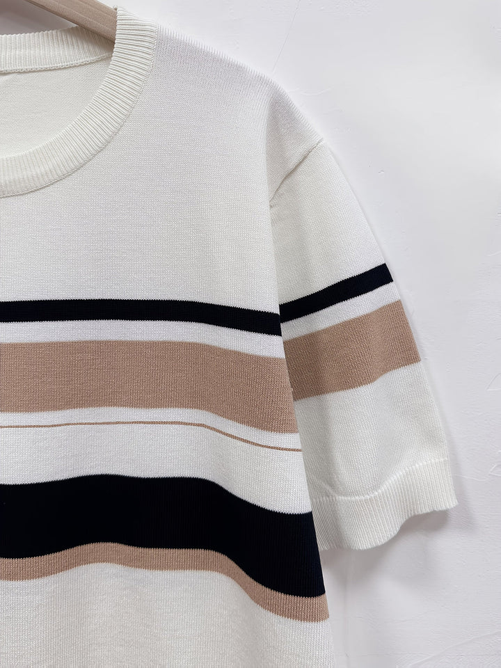 Men’s Knit Shirt | Striped & Lightweight | Breathable & Comfortable | Summer & Autumn