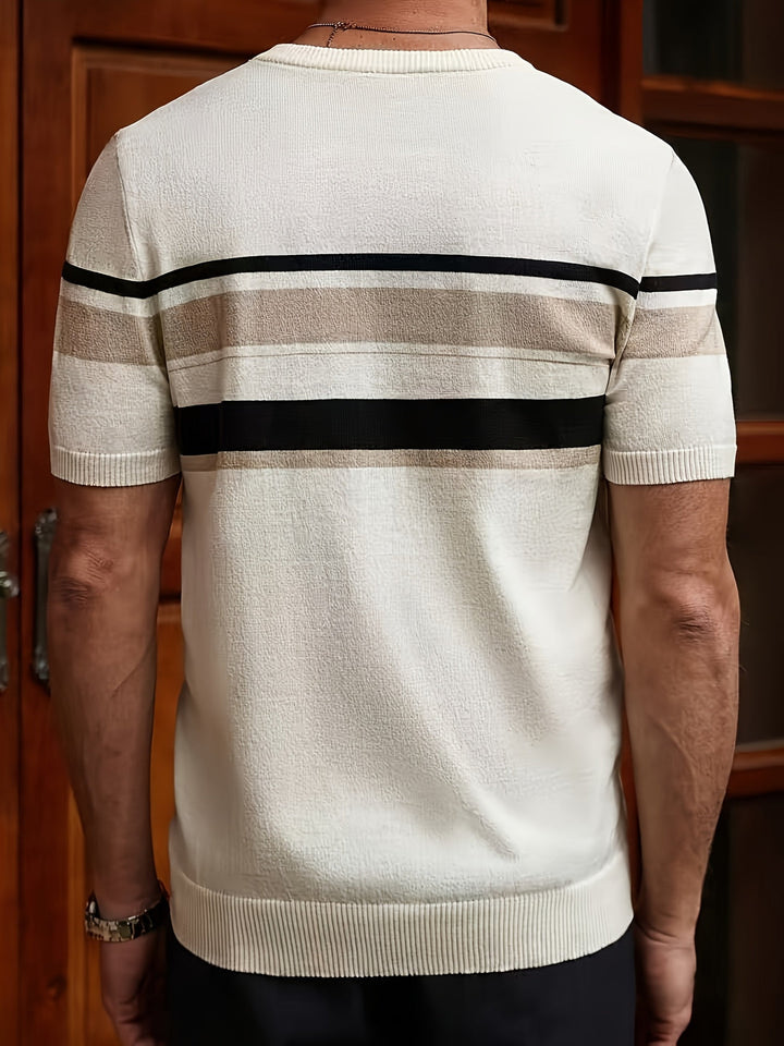 Men’s Knit Shirt | Striped & Lightweight | Breathable & Comfortable | Summer & Autumn
