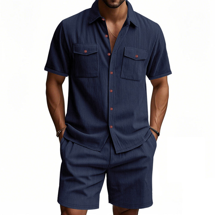 Men's Summer Set | Plain Colour Shirt & Shorts | Stylish & Breathable