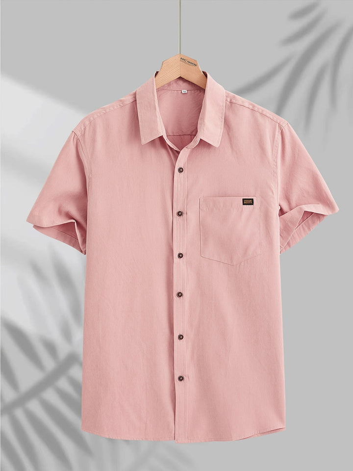 Men's Shirt | Solid Design | Short Sleeves & Button Closure | Polyester