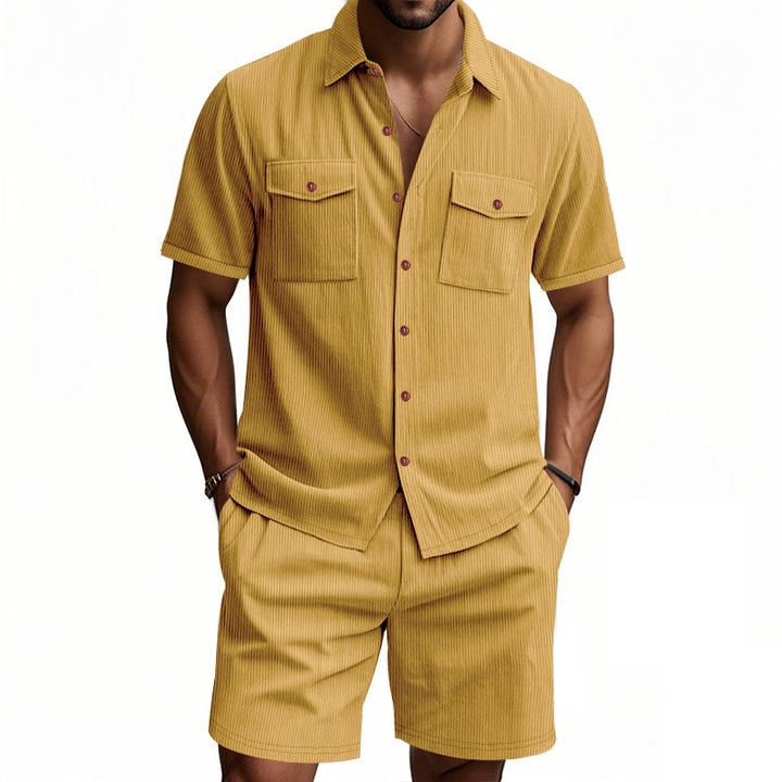 Men's Summer Set | Plain Colour Shirt & Shorts | Stylish & Breathable