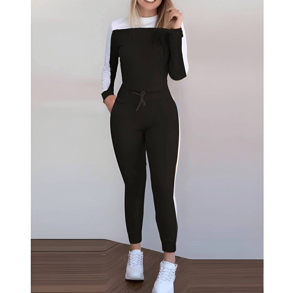 Women's Tracksuits | Contrast Panel Jumpsuit | Trendy Clothing