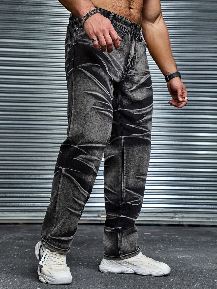 Men’s Jeans | Tie-Dye Print | Casual Cotton Blend | Plus Size | Straight Fit
