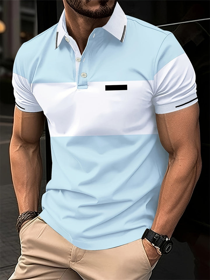 Men's Polo Shirt | Colourblock Design | Comfortable & Sporty | Polyester