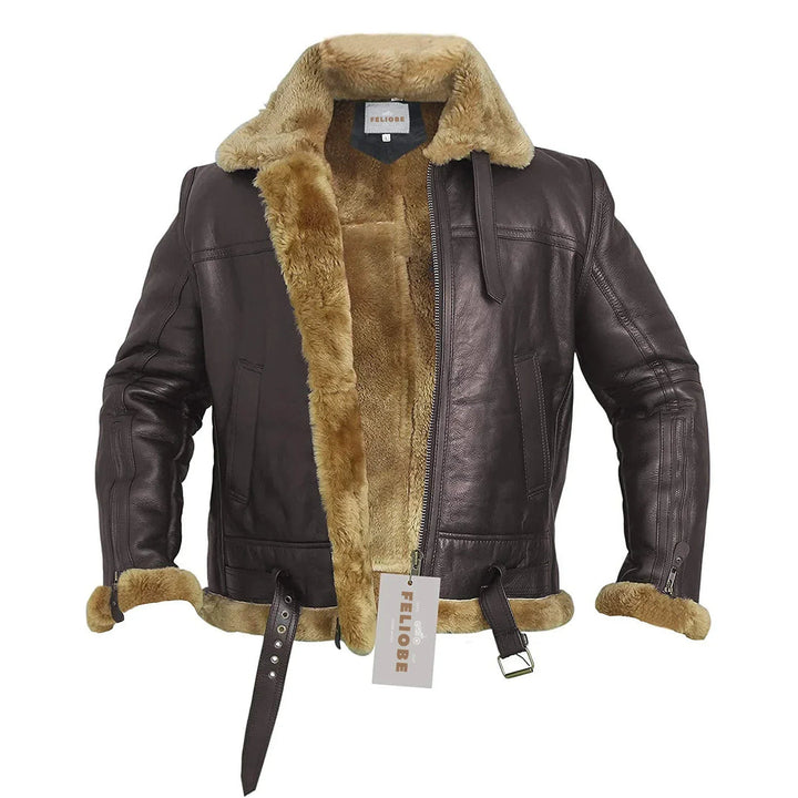 Men’s Bomber Jacket | Winter with Faux Fur Collar | Faux Leather | Oversized Fit