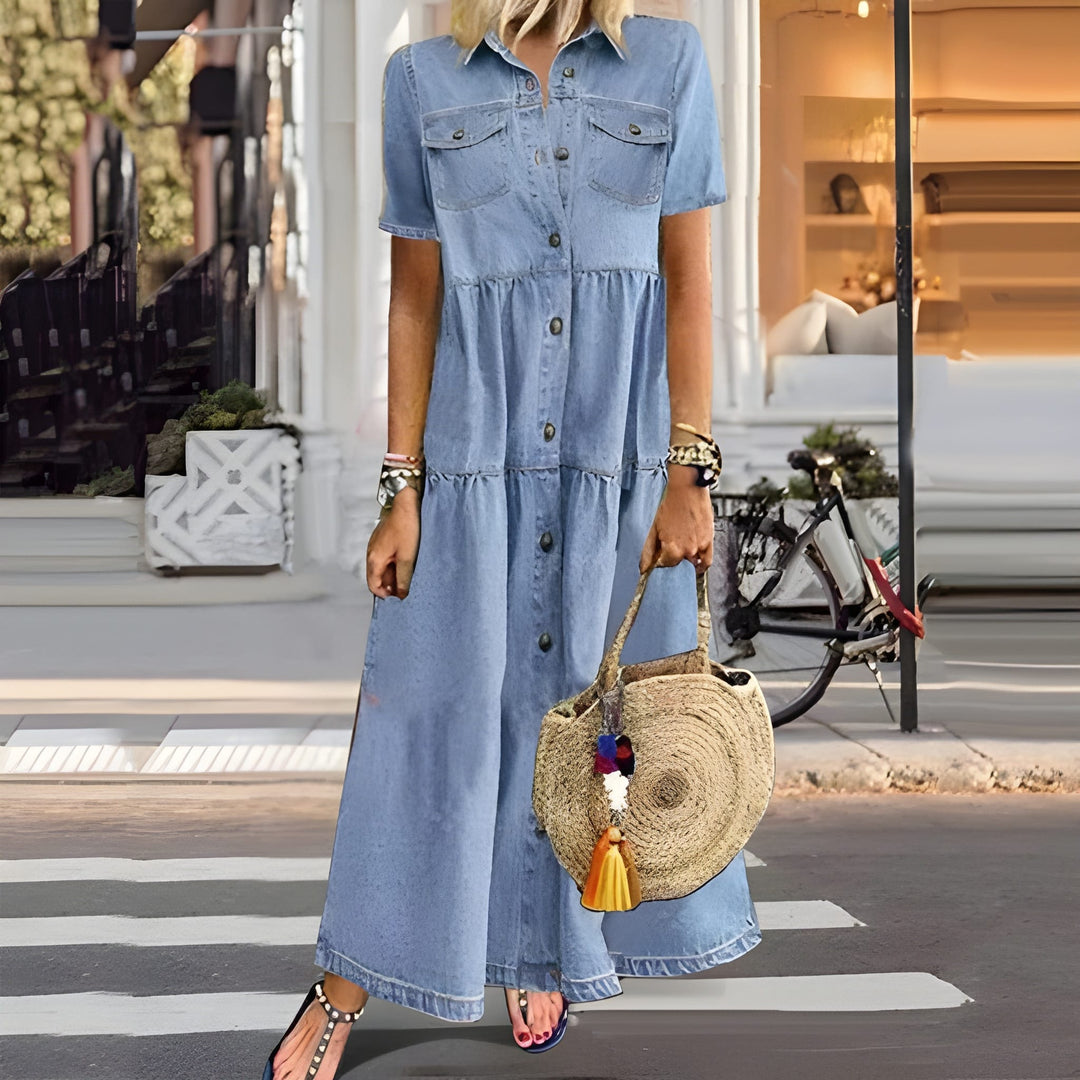 Women's Maxi Dress | V-Neck Boho Style | High Waist & Loose Fit | Polyester