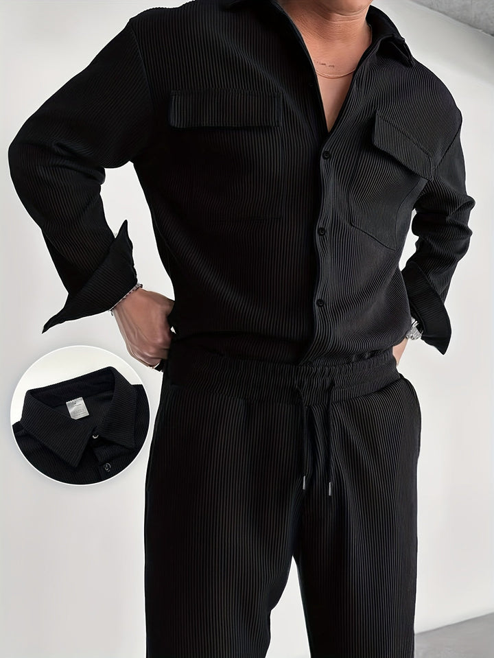 Men's Casual Set | Long Sleeves & Roll Neck | Solid Colour | Spring