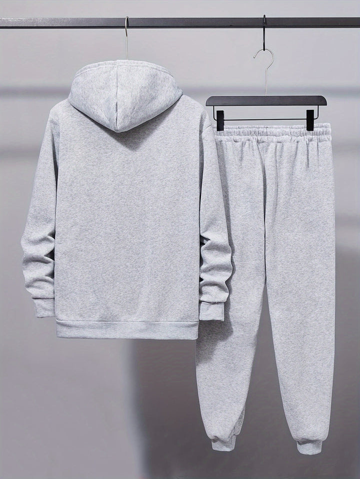 Men's Comfort Tracksuit | Plain Hooded Sweatshirt & Drawstring Trousers | Sporty & Casual