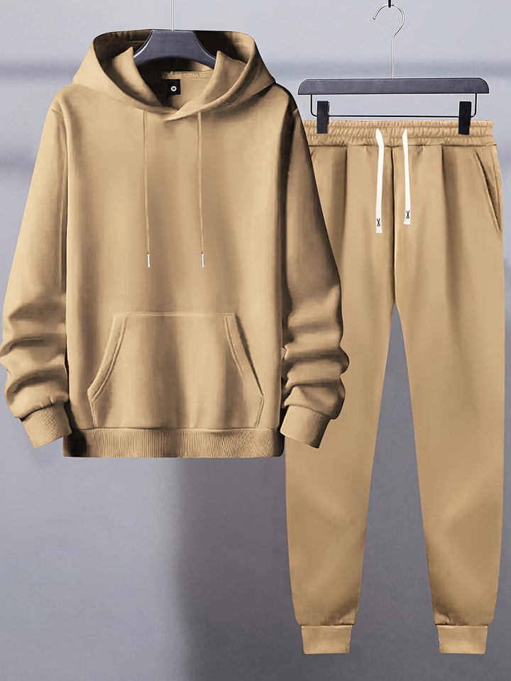 Men's Comfort Tracksuit | Plain Hooded Sweatshirt & Drawstring Trousers | Sporty & Casual