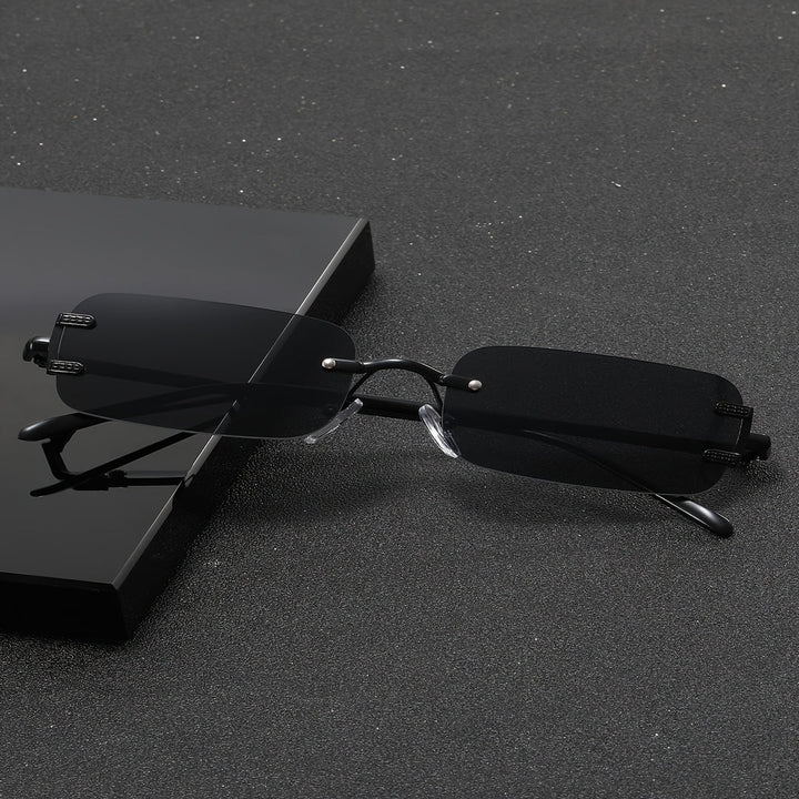 Men's Glasses | Retro Square | Metal Frame | Rimless Design