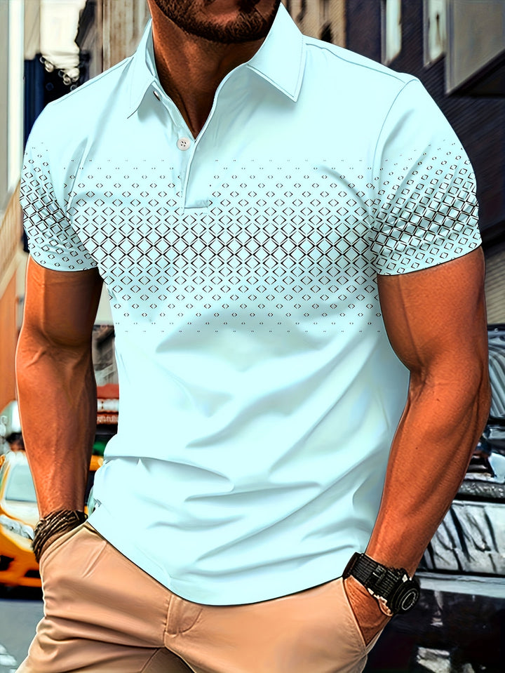 Men's Polo Shirt | Black Diamond Print | Comfortable & Stretchy | Short Sleeve