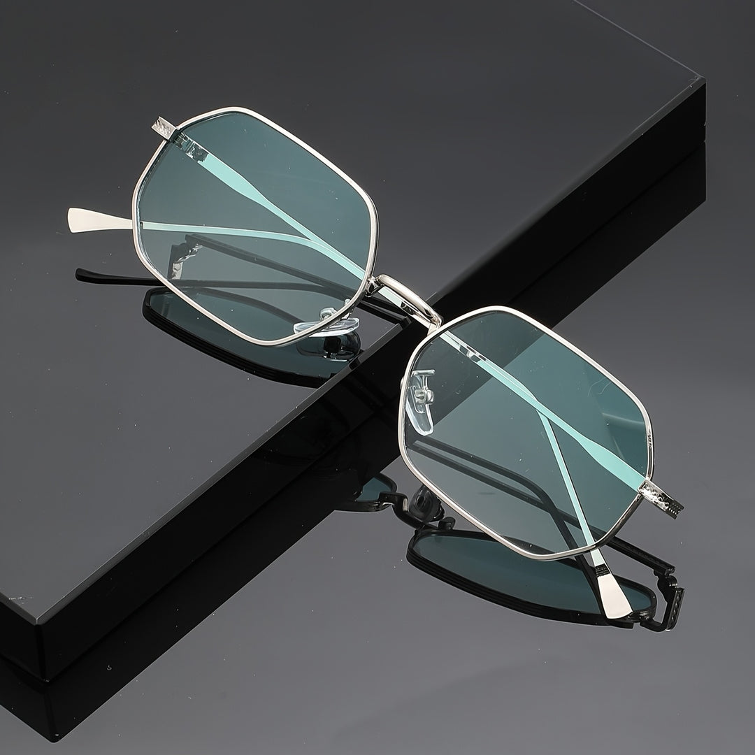 Men's Retro Glasses | Polygonal Design | Stainless Steel & PC Lens | Vintage Style