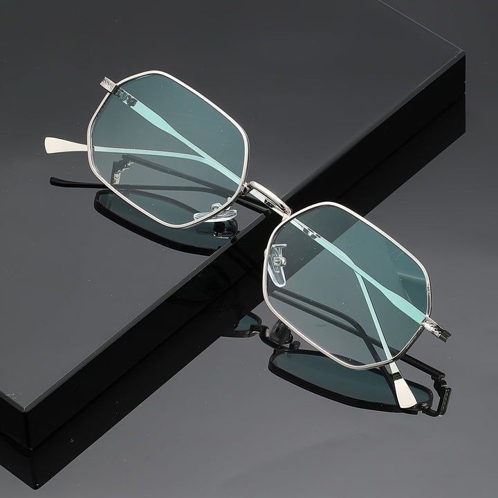 Men's Retro Glasses | Polygonal Design | Stainless Steel & PC Lens | Vintage Style