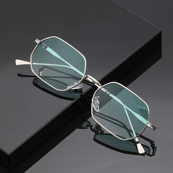 Men's Retro Glasses | Polygonal Design | Stainless Steel & PC Lens | Vintage Style