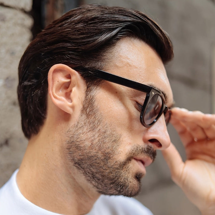 Men's Retro Sunglasses | Black Round Frame & AC Lenses | Casual & Stylish
