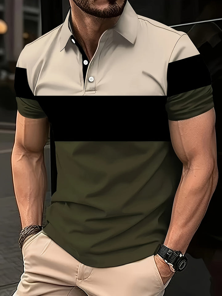 Men's Shirt | Polo with All-over Print | Short Sleeves | Summer