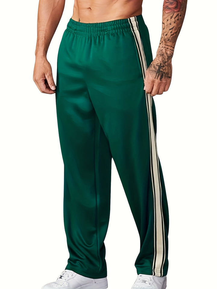 Men's Sports Pants | Knitted & Lightweight | Loose Fit with Side Stripe | Casual & Training