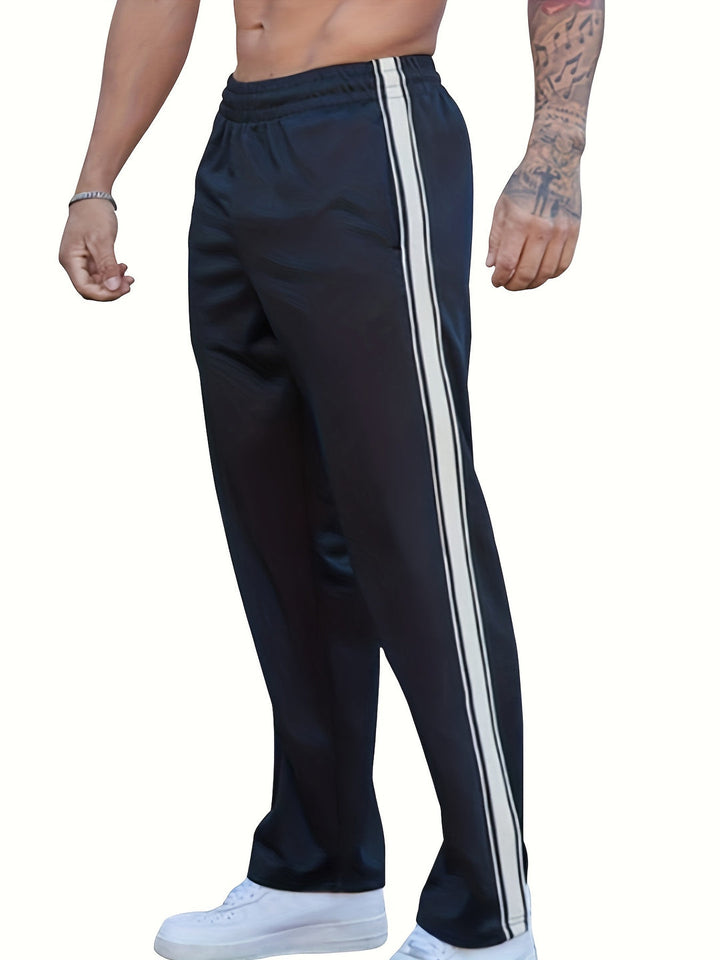Men's Sports Pants | Knitted & Lightweight | Loose Fit with Side Stripe | Casual & Training