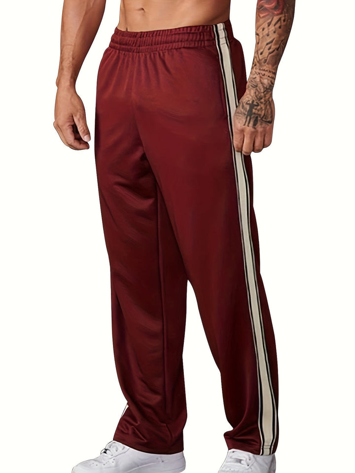 Men's Sports Pants | Knitted & Lightweight | Loose Fit with Side Stripe | Casual & Training