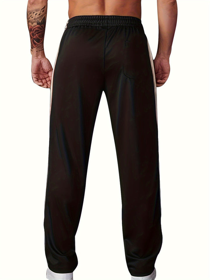 Men's Sports Pants | Knitted & Lightweight | Loose Fit with Side Stripe | Casual & Training