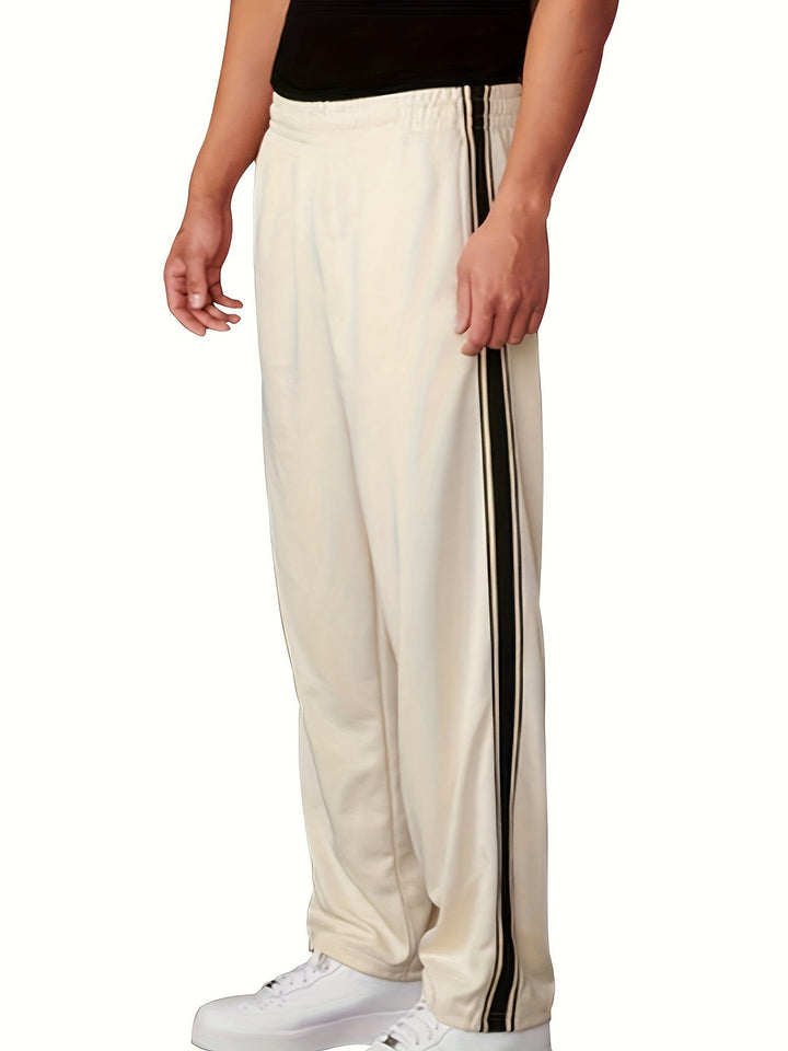 Men's Sports Pants | Knitted & Lightweight | Loose Fit with Side Stripe | Casual & Training