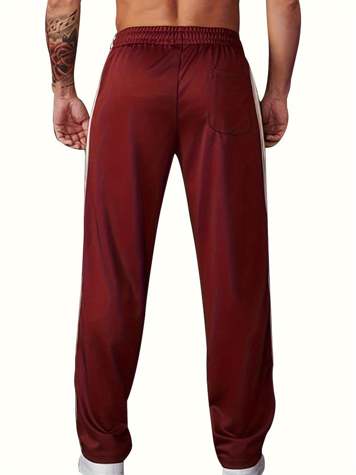 Men's Sports Pants | Knitted & Lightweight | Loose Fit with Side Stripe | Casual & Training