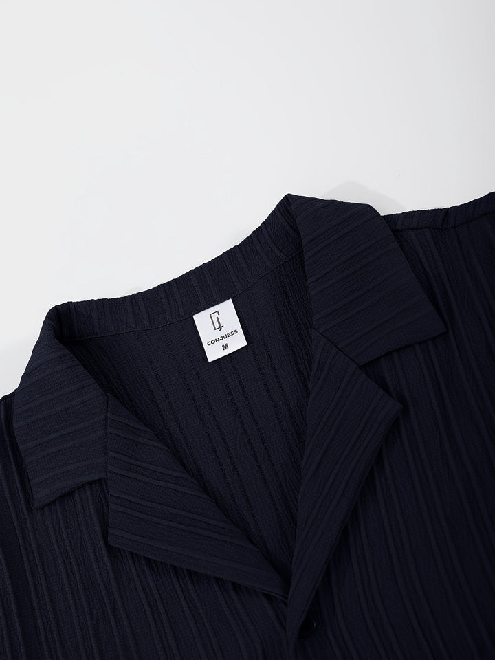 Men's Summer Set | Casual Style | Striped Shirt & Pants | Polyester