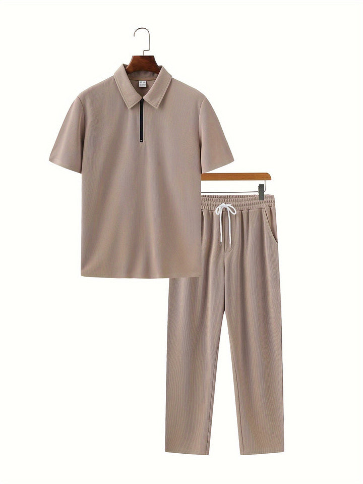 Men's Two-Piece Set | Short Sleeve Shirt & Trousers | Casual & Comfortable