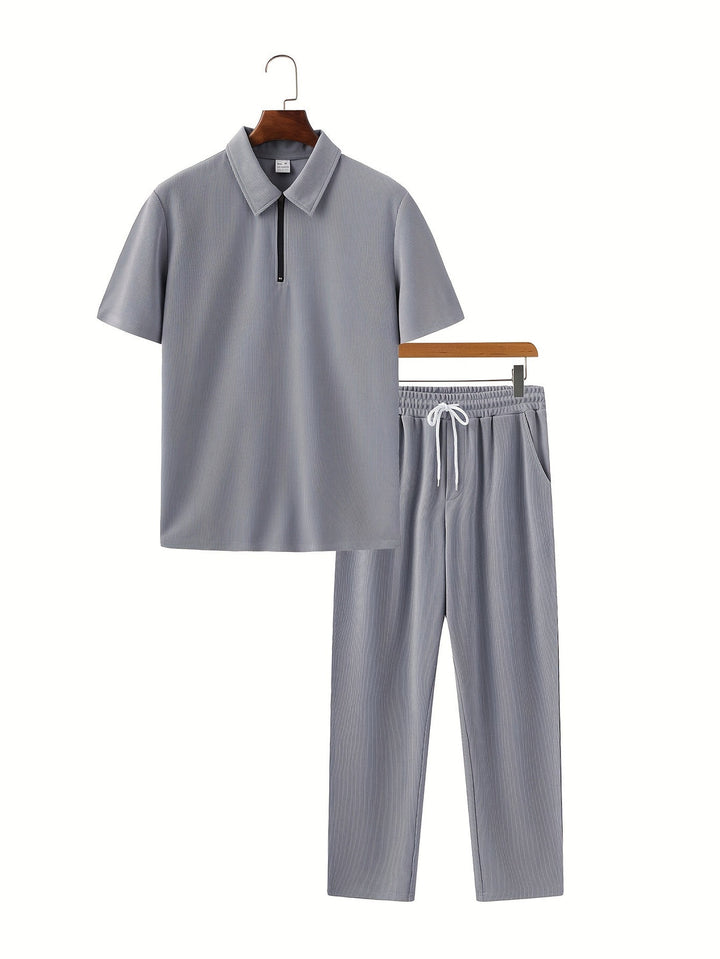 Men's Two-Piece Set | Short Sleeve Shirt & Trousers | Casual & Comfortable