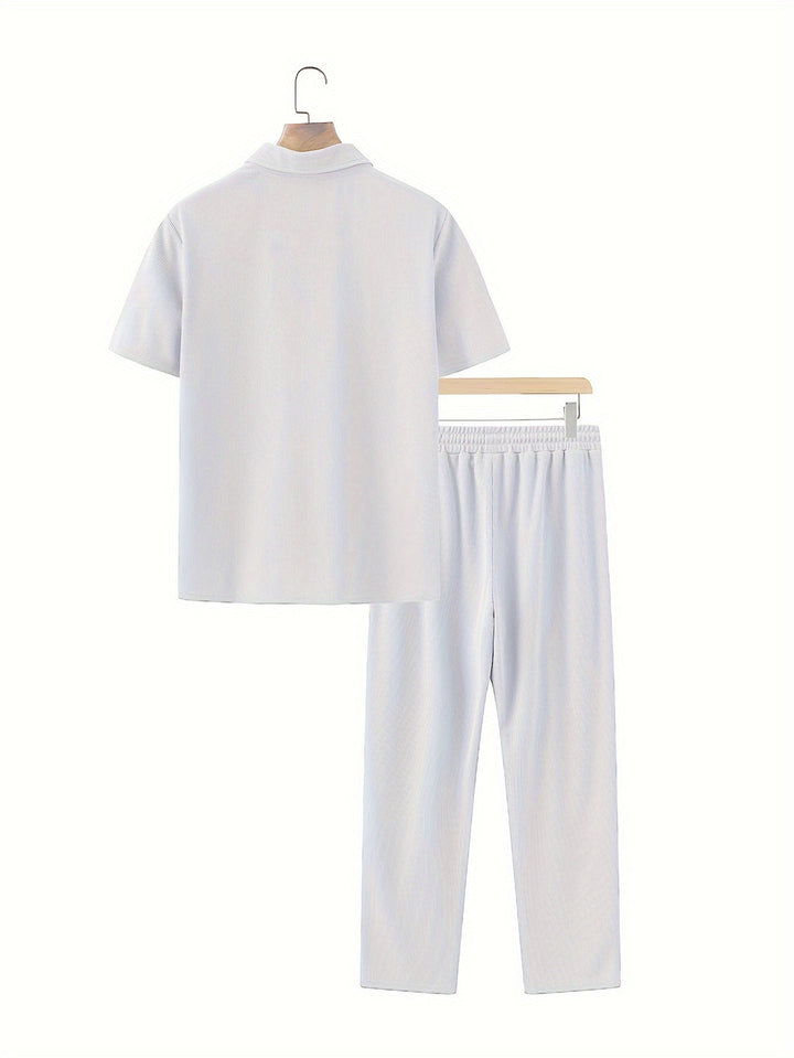 Men's Two-Piece Set | Short Sleeve Shirt & Trousers | Casual & Comfortable