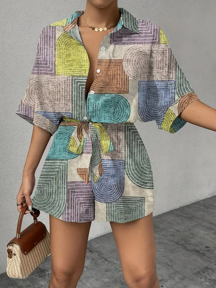 Rompers for Women | Vibrant Colour Block | Short Sleeve Summer Dress | Elegant Holiday Look