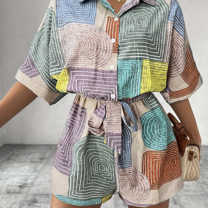 Rompers for Women | Vibrant Colour Block | Short Sleeve Summer Dress | Elegant Holiday Look