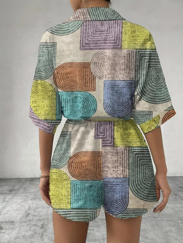 Rompers for Women | Vibrant Colour Block | Short Sleeve Summer Dress | Elegant Holiday Look