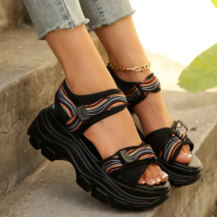 Sandals | Roman Style & Camouflage Straps | Adjustable Closure & Thick Sole | PU for Summer