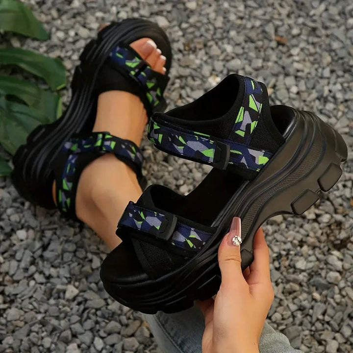 Sandals | Roman Style & Camouflage Straps | Adjustable Closure & Thick Sole | PU for Summer