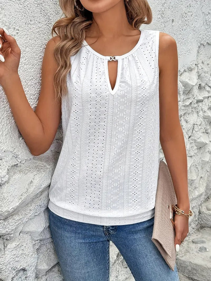 Tank tops for women | 3-pack with embroidery details & keyhole | summer & sleeveless design
