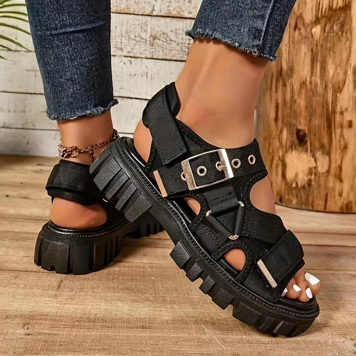 Women sandals | Thick Sole & Round Toe | Velcro Straps & Rubber Sole | Comfortable Beach Shoes