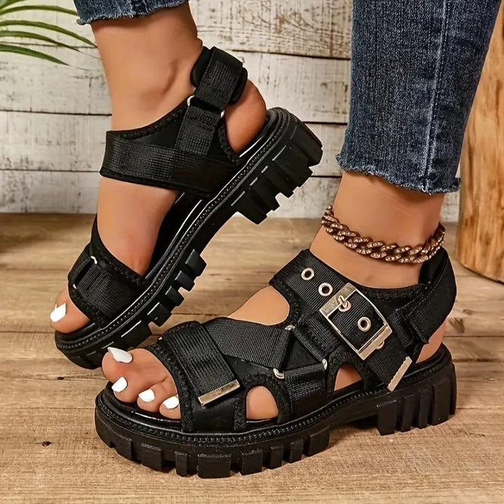 Women sandals | Thick Sole & Round Toe | Velcro Straps & Rubber Sole | Comfortable Beach Shoes