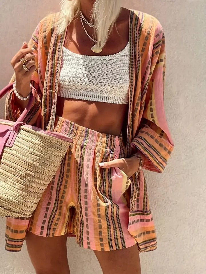 Women Set | Printed Top & Shorts | Elegant & Summer Style | Loose & Comfortable