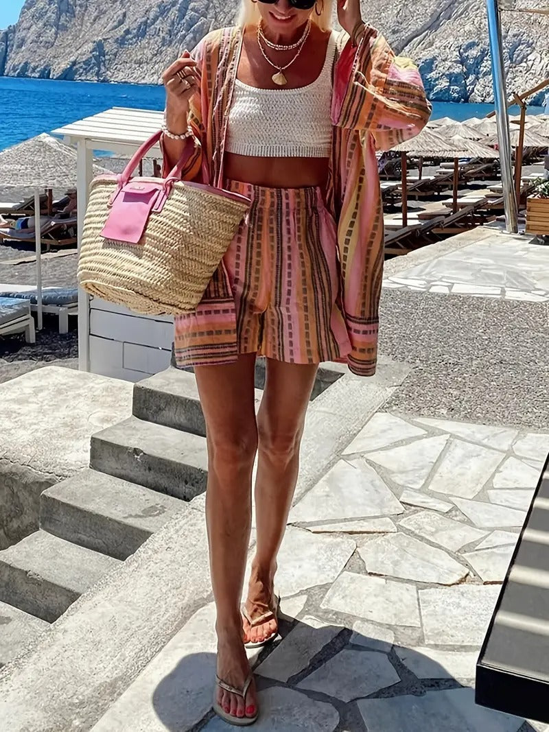 Women Set | Printed Top & Shorts | Elegant & Summer Style | Loose & Comfortable
