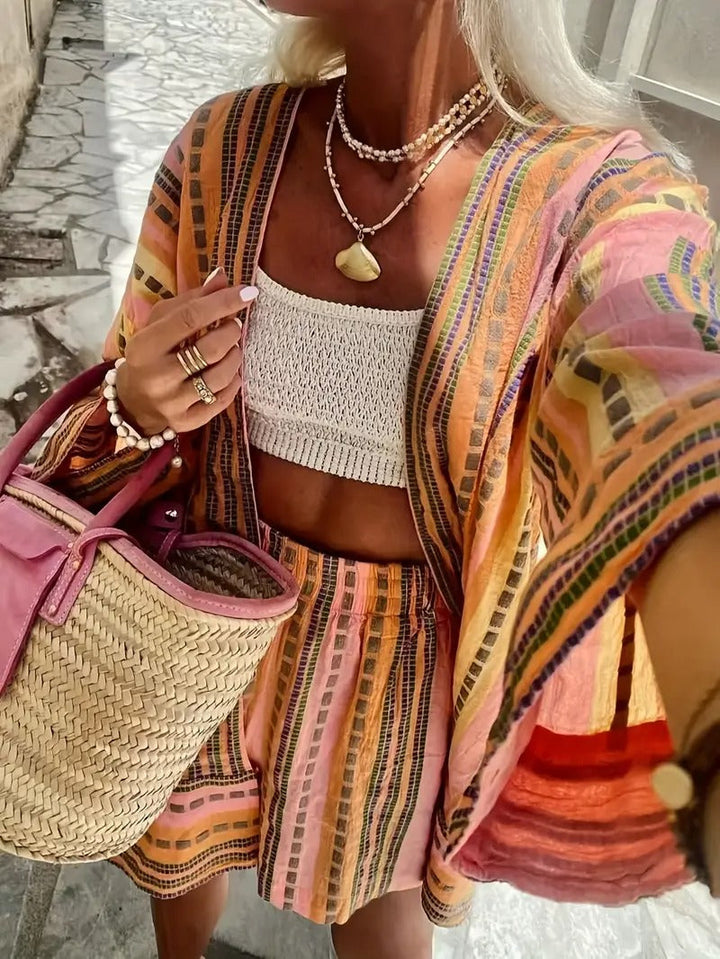 Women Set | Printed Top & Shorts | Elegant & Summer Style | Loose & Comfortable