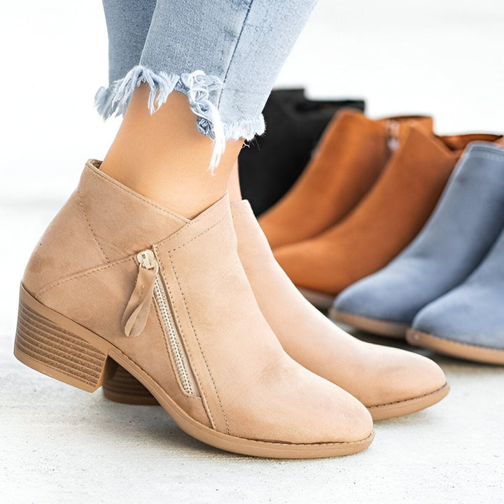 Women’s Ankle Boots | Retro Block Heel | Side Zip Platform