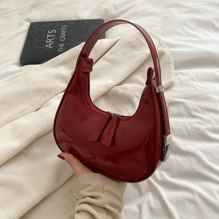 Women's Handbag | Half-Moon Shape | Vintage & Luxurious | PU Leather Red